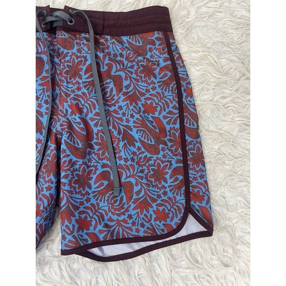 prAna Size 28 Rust Flora Fauna 8” Vintage Swim Boardshort Swimming Trunks Q3-9 - Picture 9 of 12